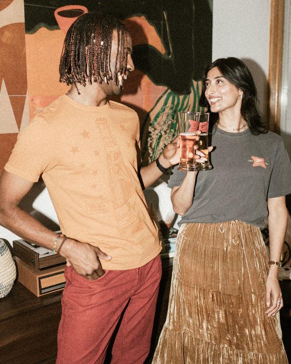 Junk Food Clothing Miller High Life 120th Anniversary Bottle Vintage Tee Saffron