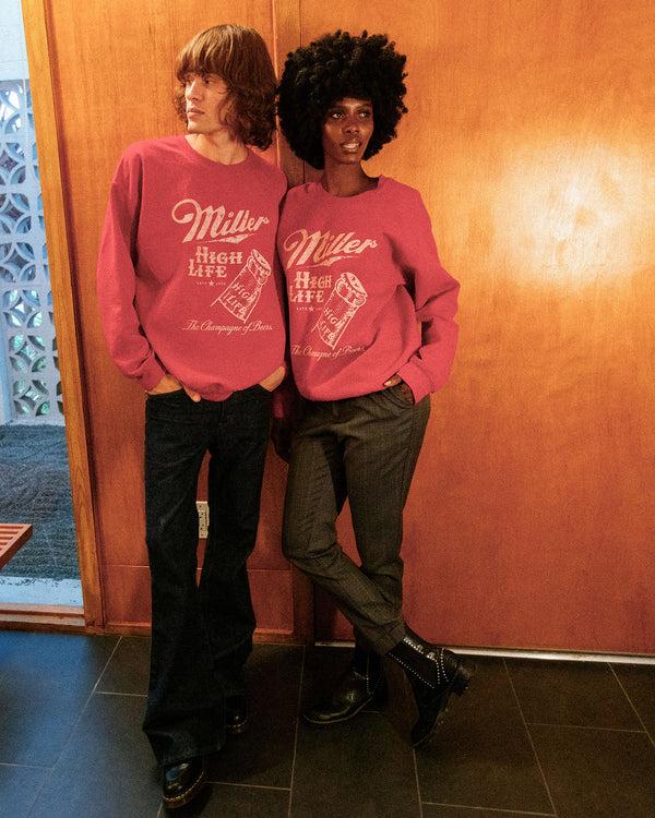 Junk Food Clothing Miller High Life 120th Anniversary Sketch Flea Market Fleece Cherry Red