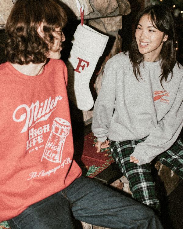 Junk Food Clothing Miller High Life 120th Anniversary Sketch Flea Market Fleece Cherry Red