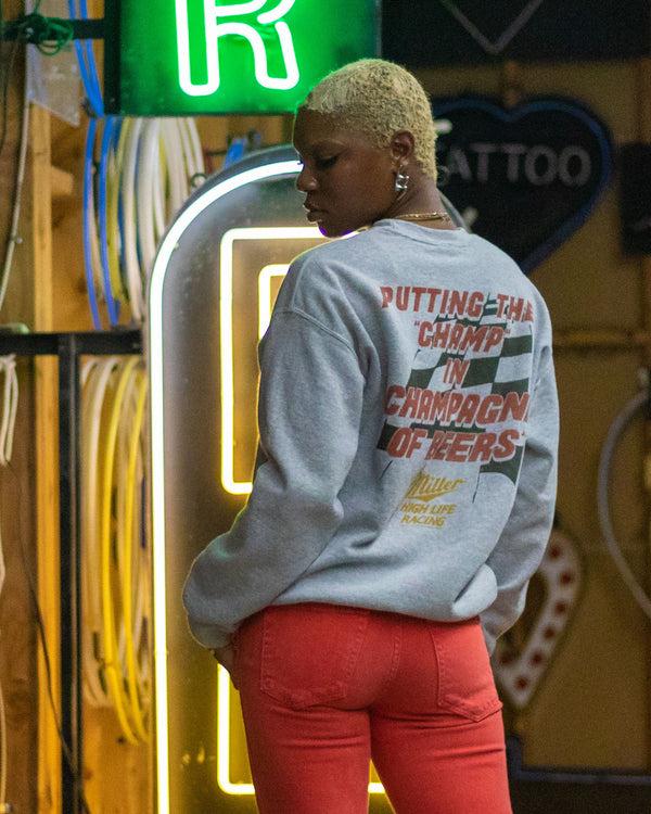 Junk Food Clothing Miller High Life Champ In Champagne Flea Market Fleece Heather Grey