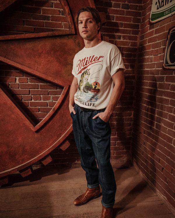 Junk Food Clothing Miller High Life Fishing Flea Market Tee White