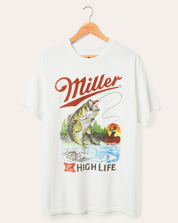 junk food clothing Miller High Life Fishing Flea Market Tee White junk food clothing Miller High Life Fishing Flea Market Tee White