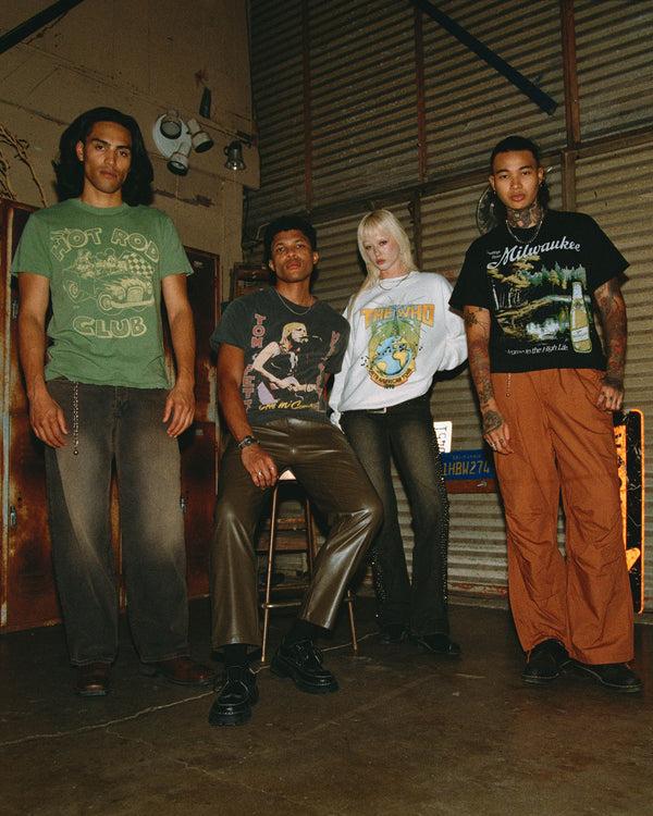 Junk Food Clothing Miller High Life Greetings From Milwaukee Flea Market Tee Black