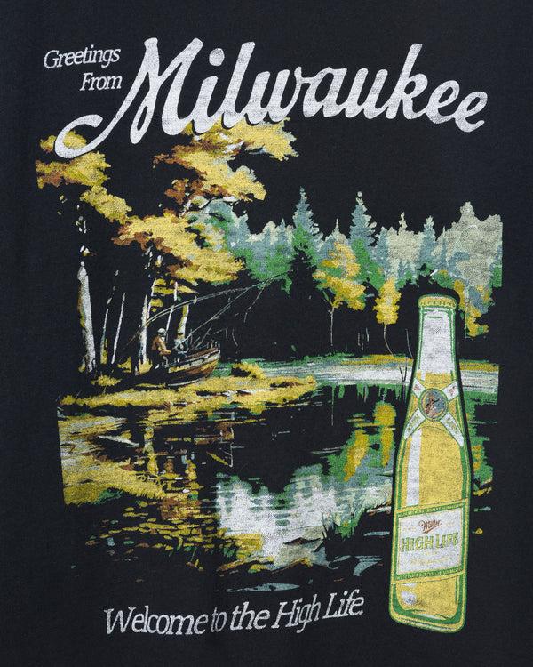 Junk Food Clothing Miller High Life Greetings From Milwaukee Flea Market Tee Black