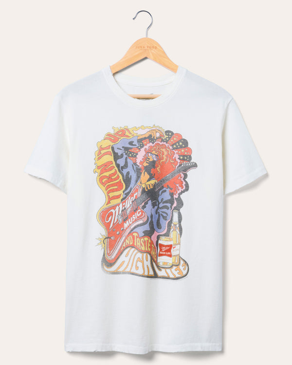 junk food clothing Miller High Life Miller Music Vintage Tee White junk food clothing Miller High Life Miller Music Vintage Tee White