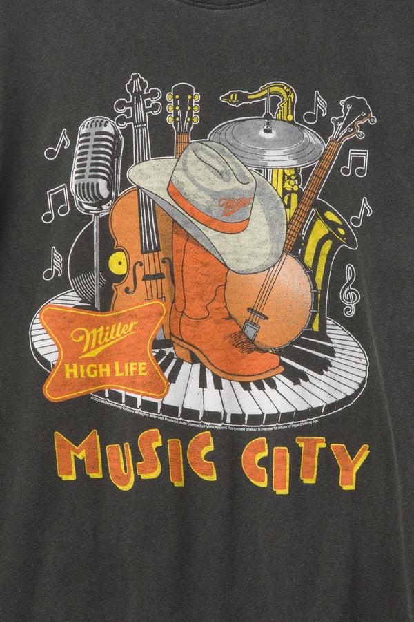 Junk Food Clothing Miller High Life Music City Vintage Tee Vintage Black