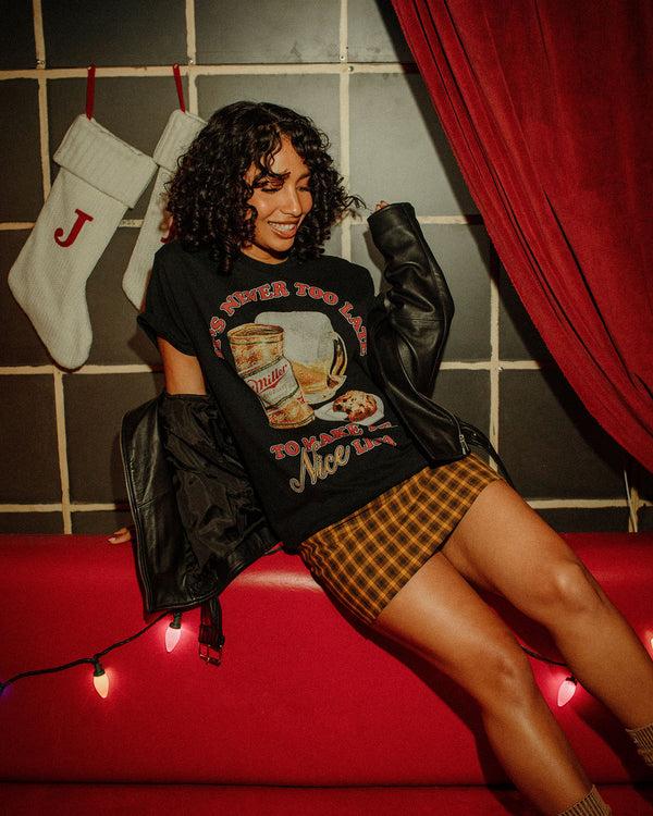 Junk Food Clothing Miller High Life Nice List Flea Market Tee Vintage Black