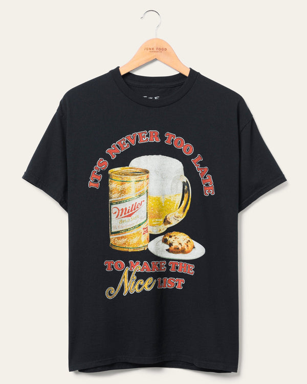 junk food clothing Miller High Life Nice List Flea Market Tee Vintage Black