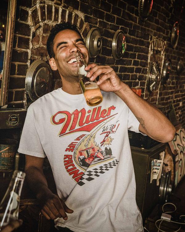 Junk Food Clothing Miller High Life Racing Beer Flea Market Tee White