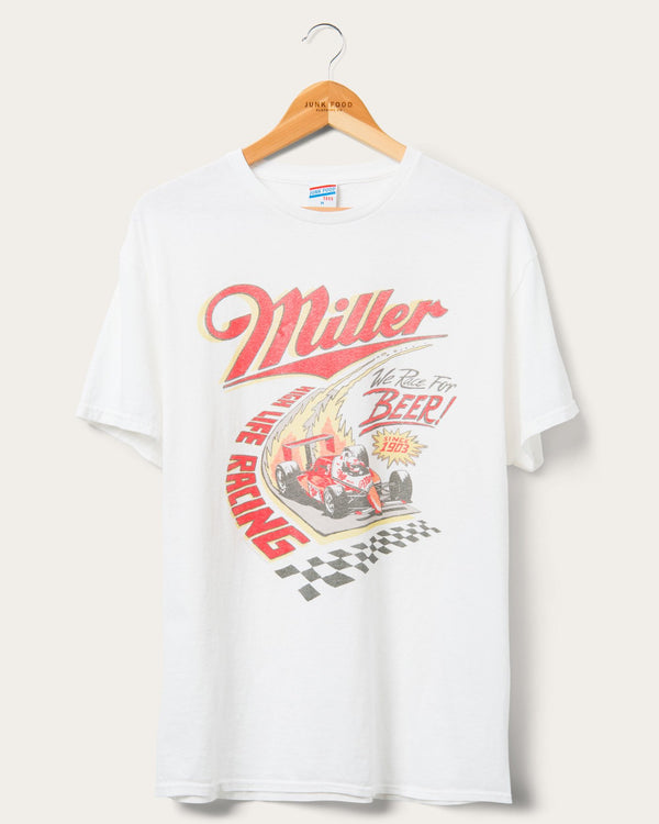 junk food clothing Miller High Life Racing Beer Flea Market Tee White