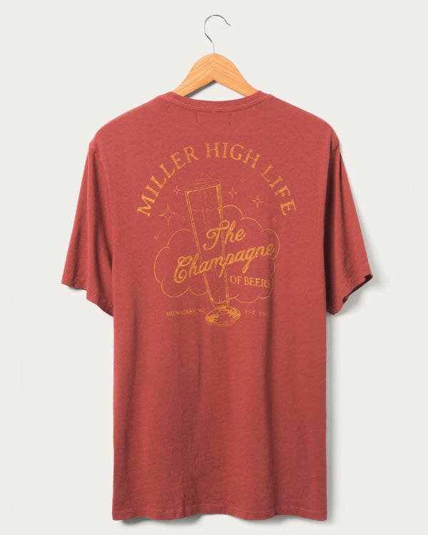 Junk Food Clothing Miller High Life Sportsman's Club Glass Vintage Tee Red Dhalia