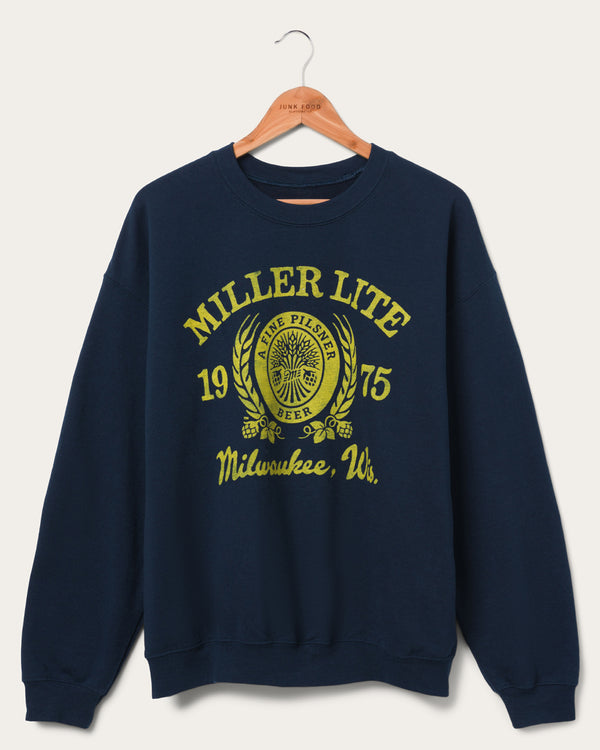 junk food clothing Miller Lite 1975 Flea Market Fleece Navy junk food clothing Miller Lite 1975 Flea Market Fleece Navy