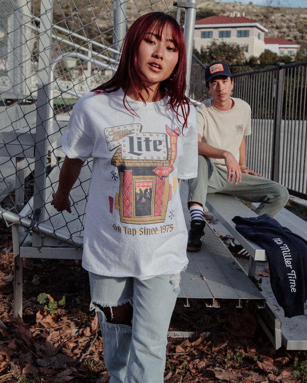 Junk Food Clothing Miller Lite Beer Neon Sign Flea Market Tee White