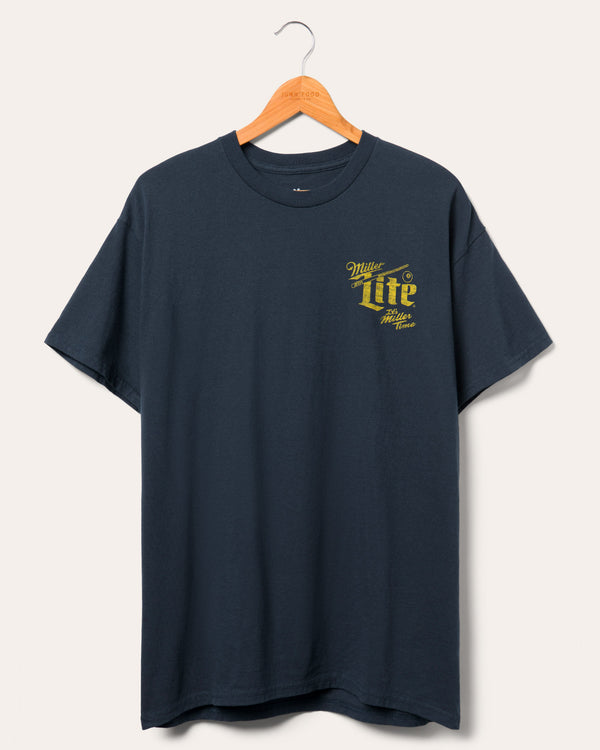 junk food clothing Miller Lite Racks Up Flea Market Tee Navy junk food clothing Miller Lite Racks Up Flea Market Tee Navy