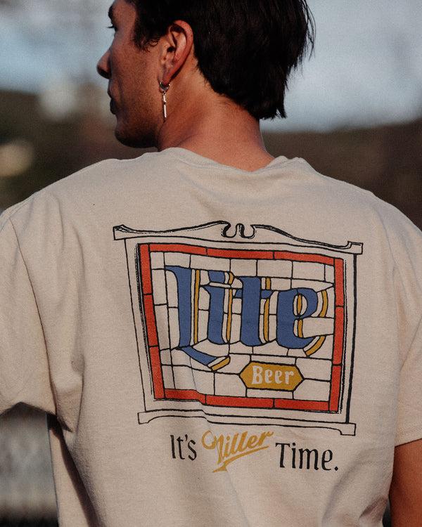 Junk Food Clothing Miller Lite Stain Glass Flea Market Tee Sand