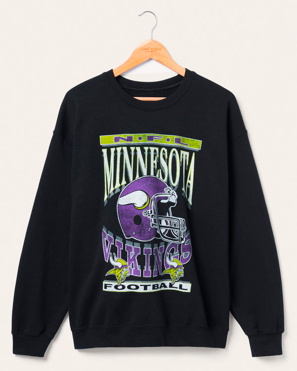junk food clothing Minnesota Viking Helmet Flea Market Crew Fleece Black