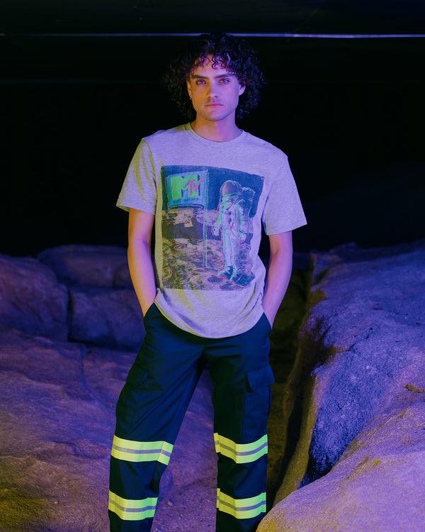 Junk Food Clothing MTV On The Moon Vintage Tee Heather Grey