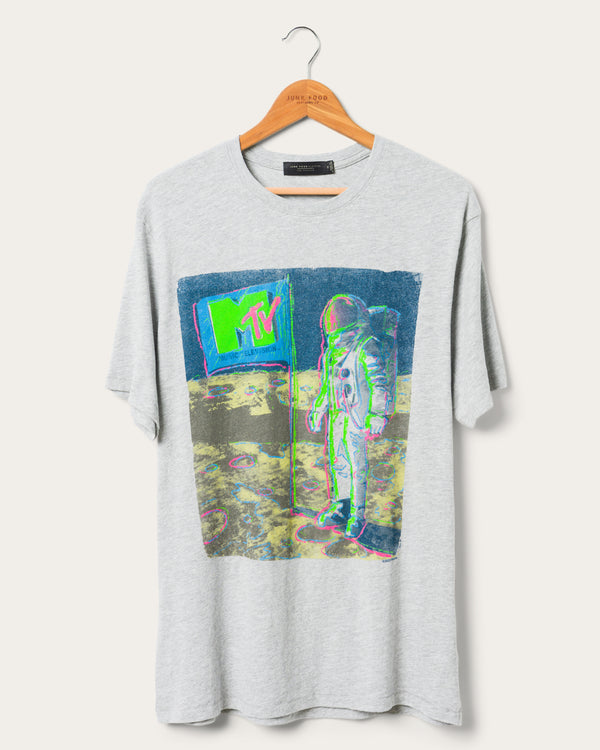 junk food clothing MTV On The Moon Vintage Tee Heather Grey