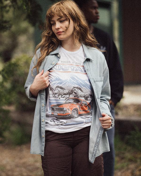 Junk Food Clothing Mustang Boss 302 Flea Market Tee White Burnout