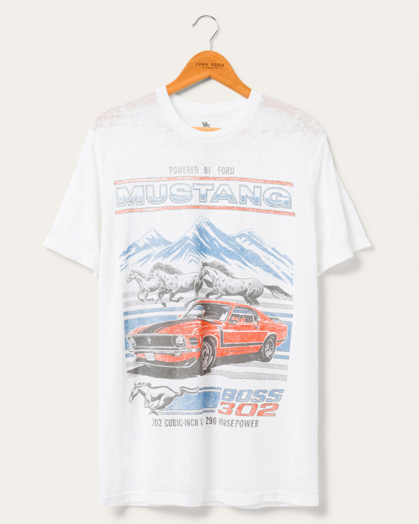 junk food clothing Mustang Boss 302 Flea Market Tee White Burnout