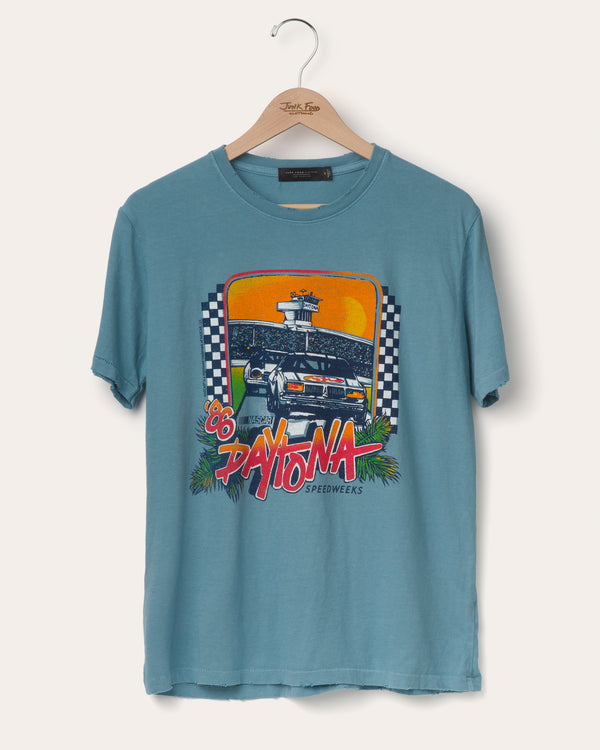 junk food clothing NASCAR '86 Daytona Speedway Vintage Tee Washed Indigo