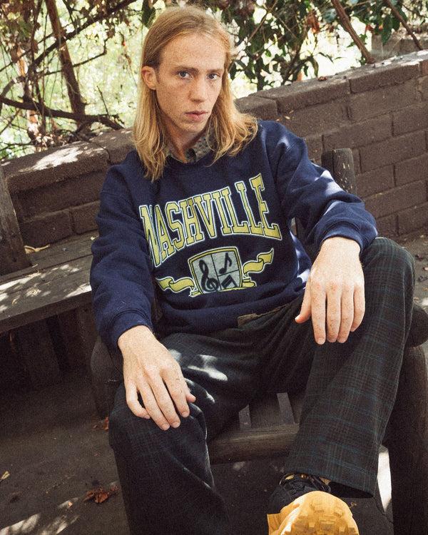 Junk Food Clothing Nashville Flea Market Crew Fleece Navy