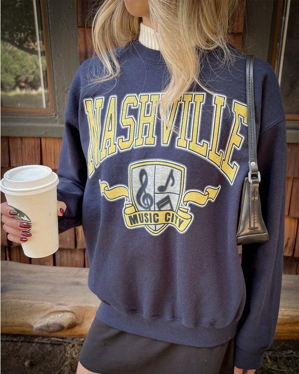 Junk Food Clothing Nashville Flea Market Crew Fleece Navy