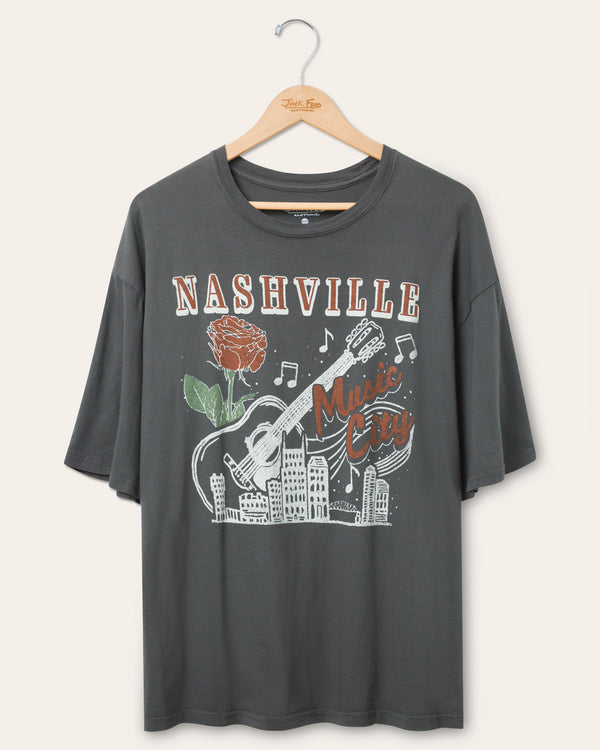 junk food clothing Nashville Oversized Tee Vintage Black