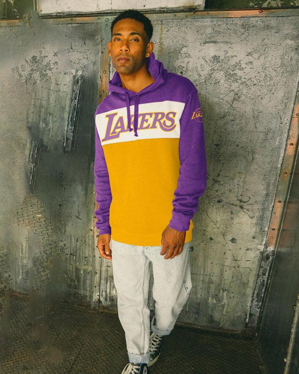 Junk Food Clothing NBA Los Angeles Lakers Colorblock Hoodie Purple/Mustard