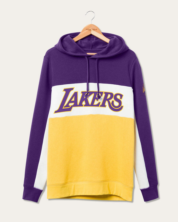 junk food clothing NBA Los Angeles Lakers Colorblock Hoodie Purple/Mustard