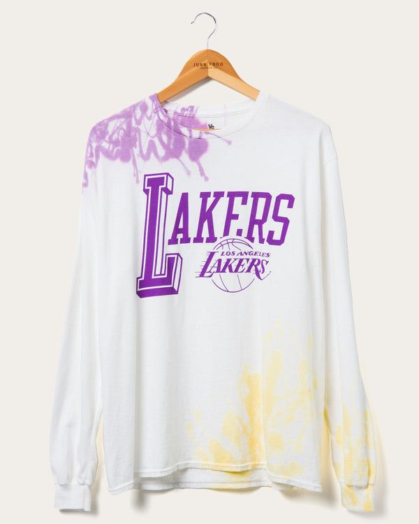 junk food clothing NBA Los Angeles Lakers Tie Dye Flea Market Long Sleeve Tee Purple/Mustard