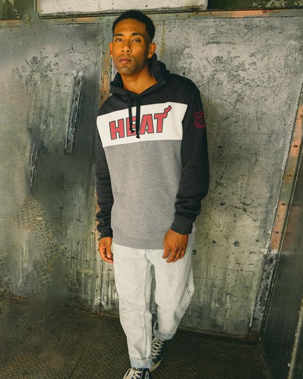 Junk Food Clothing NBA Miami Heat Colorblock Hoodie True Black/Heather Grey