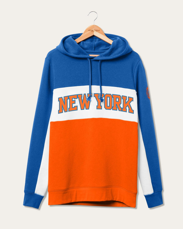 junk food clothing NBA New York Knicks Colorblock Hoodie Liberty/Orange