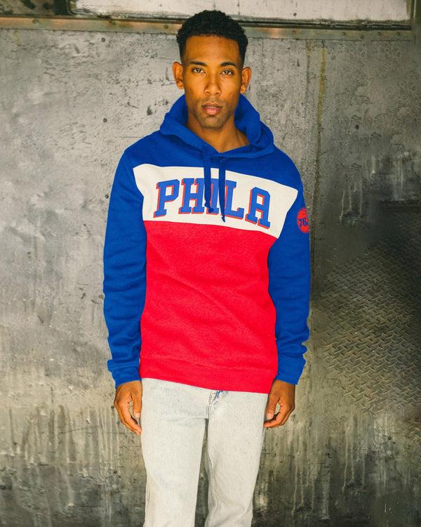 Junk Food Clothing NBA Philadelphia 76ers Colorblock Hoodie Liberty/Licorice