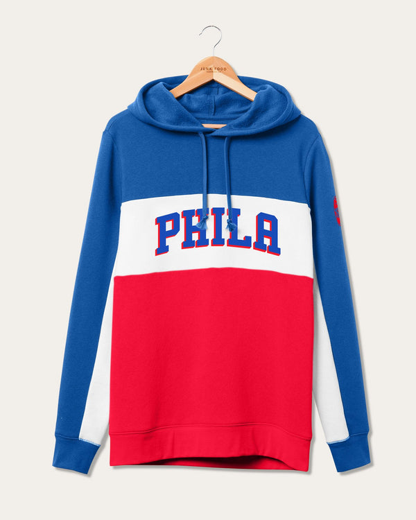 junk food clothing NBA Philadelphia 76ers Colorblock Hoodie Liberty/Licorice