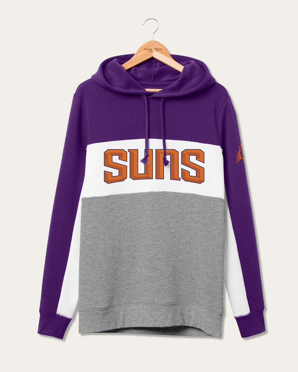 junk food clothing NBA Phoenix Suns Colorblock Hoodie Purple/Heather Grey