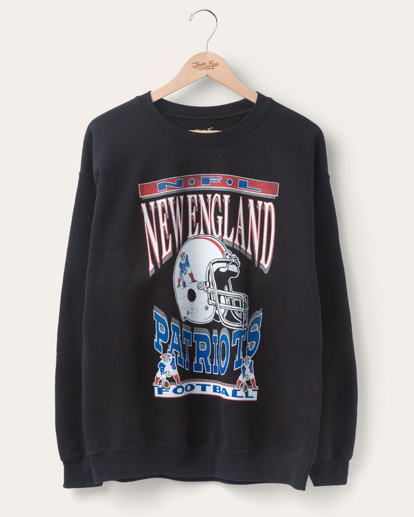 junk food clothing New England Patriots Helmet Flea Market Crew Fleece Black