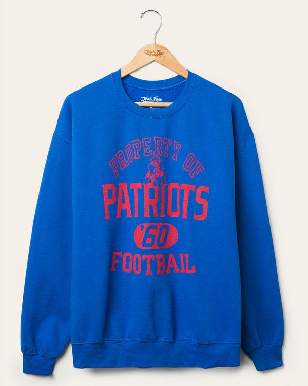 junk food clothing New England Patriots Property Flea Market Crew Fleece Royal