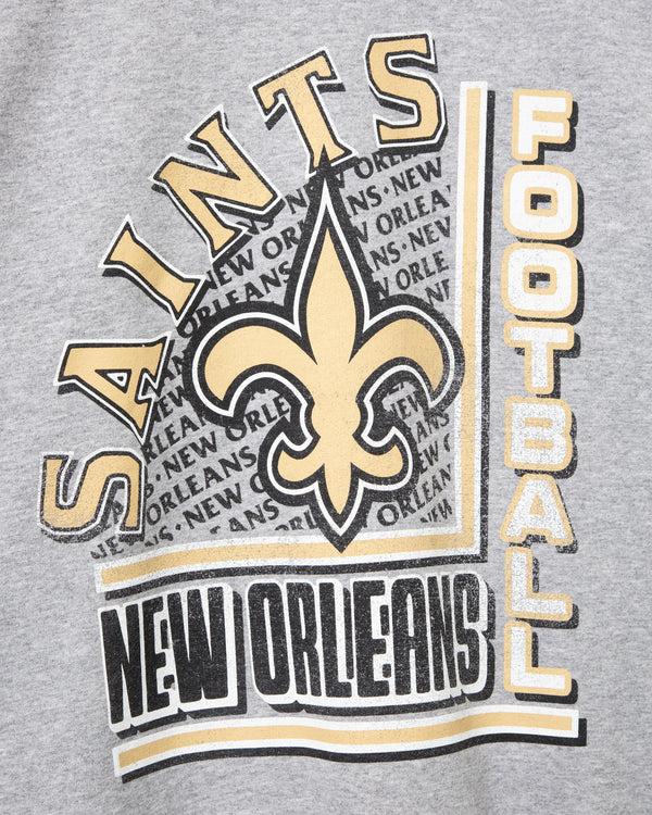 Junk Food Clothing New Orleans Saints Backfield Flea Market Crew Fleece Heather Grey