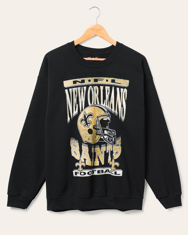 junk food clothing New Orleans Saints Helmet Flea Market Crew Fleece Black