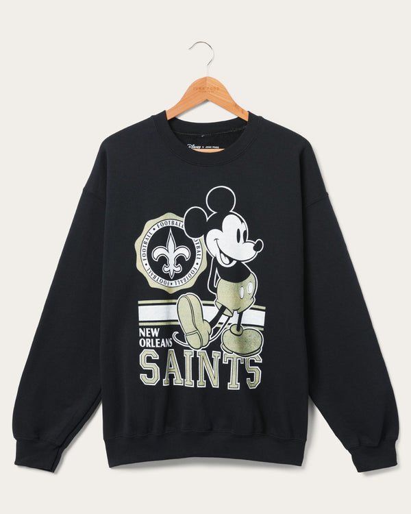 junk food clothing New Orleans Saints Mickey Crew Fleece Black