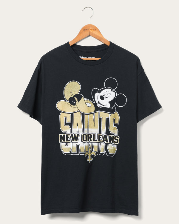 junk food clothing New Orleans Saints Mickey Kick Back Tee Black