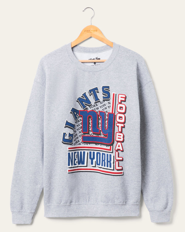 junk food clothing New York Giants Backfield Crew Fleece Heather Grey