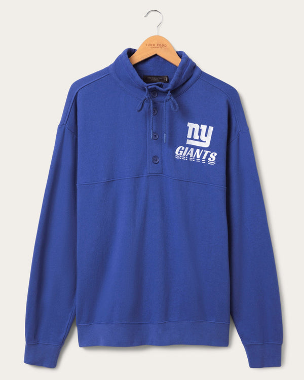 junk food clothing New York Giants Mock 1/4 Button Up Liberty