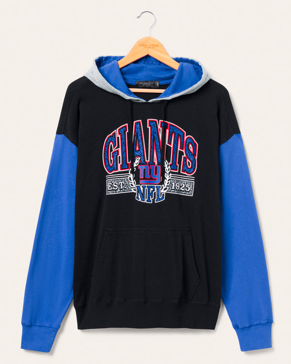 junk food clothing New York Giants Tri Color Block Hoodie Midnight/Liberty/Heather Grey