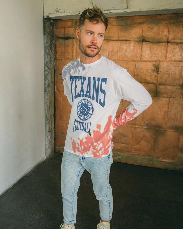 Junk Food Clothing NFL Houston Texans Tie Dye Long Sleeve Flea Market Tee True Navy/Licorice
