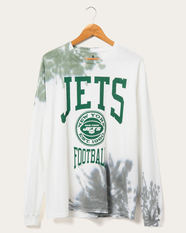 junk food clothing NFL New York Jets Tie Dye Long Sleeve Flea Market Tee Hunter Green/Black