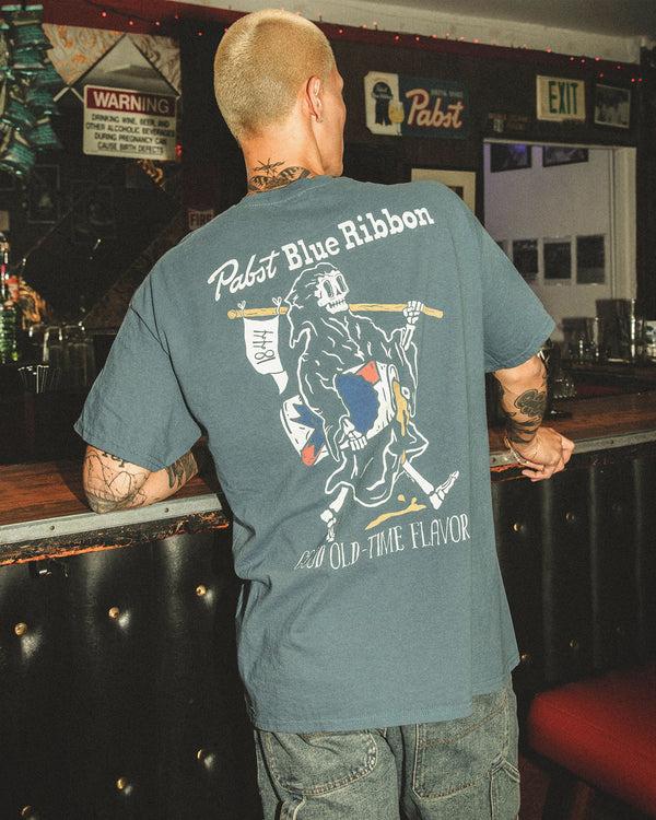 Junk Food Clothing Pabst Blue Ribbon Good Old Time Flavor Flea Market Tee Indigo Blue