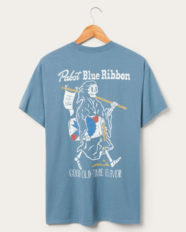 Junk Food Clothing Pabst Blue Ribbon Good Old Time Flavor Flea Market Tee Indigo Blue