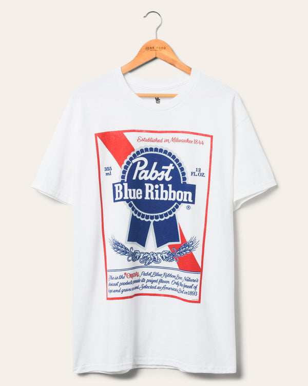 junk food clothing Pabst Blue Ribbon Label Flea Market Tee White